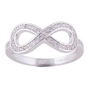 Infinity Ring with Clear Cubic Zirconias
